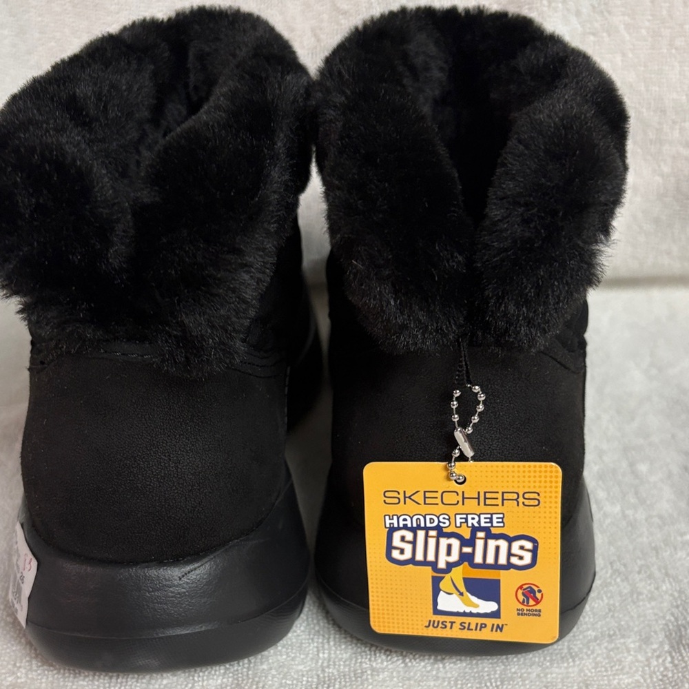 Skechers Slip Ins Women's Black Quilted Winter Boots - Picture 7 of 9